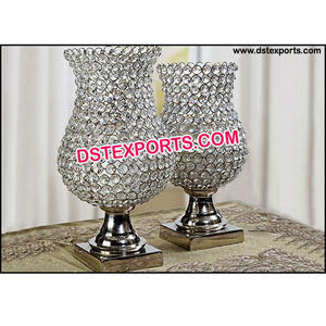Centro de mesa de cristal para boda, floreros de vela de cristal de plata, centros de mesa decorativos - Product Image 1