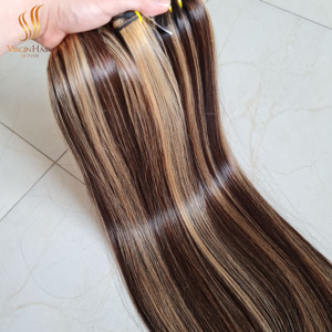 Vietnamese Remy Bone Straight <b>Hair</b> Piano Color Human <b>Hair</b> <b>Blend</b> Bundles Closure 100% Cuticle Aligned Wholesale - Product Image 1