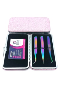 Pinzas de extensión de pestañas rectas de acero inoxidable curvadas estilo Delfín de Plasma arcoíris profesional, instrumentos de belleza - Product Image 2