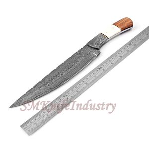 Juego de cuchillos de chef de cocina de Damasco hechos a mano personalizados Hoja de acero inoxidable de estilo único con cubierta de cuero - Product Image 3