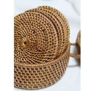 Sous-verres de tasses à thé en bambou brun Sous-verres de tasses à thé en rotin de conception de bande Vaisselle de cuisine la plus vendue à un prix abordable - Product Image 4