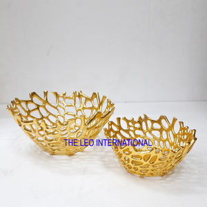 Cuenco con acabado dorado y negro de forma única de Metal de aluminio, cuenco decorativo moderno para servir frutas secas de Chocolate - Product Image 5