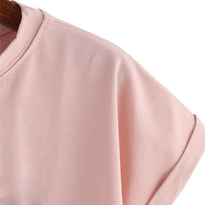 Camisetas de moda para mujer, Camiseta cómoda de manga corta de Color rosa, a la venta - Product Image 3