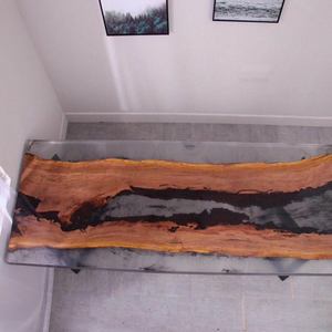 Mesa de consola de resina epoxi de madera con borde vivo indio hecho a mano, diseño moderno de muebles de lujo para sala de estar, Hotel, comedor, pasillo, uso - Product Image 2