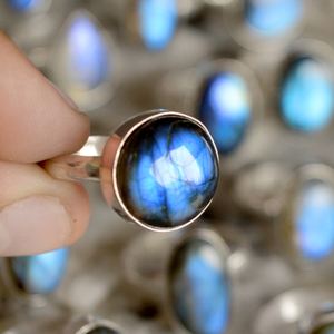 Anillo de plata de primera ley y labradorita azul Natural para mujer, sortija, plata esterlina 925, Gema Natural, labradorita azul, hecho a mano - Product Image 5