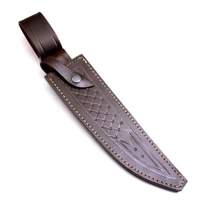 Gaine en cuir texturé à grain riche tendance couteaux Bowie à lame fixe chasse à usage industriel couteau de poche chaud personnalisable OEM - Product Image 1
