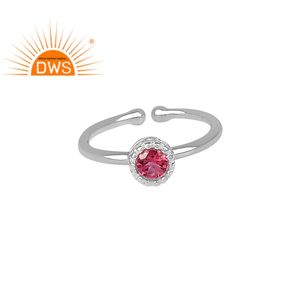 ธรรมชาติสีชมพูพลอยบุษราคัมแหวนเครื่องประดับผู้ค้าส่งชุดปรับ925งบเงินมงกุฎแหวนผู้ผลิตเครื่องประดับ - Product Image 1