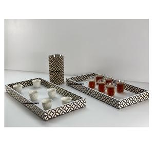 Bandeja de servicio artesanal de madera con perla Madre, posavasos y platos para decoración de EID, regalo de decoración para el hogar, utensilios de cocina, bandejas de Ramadán - Product Image 3