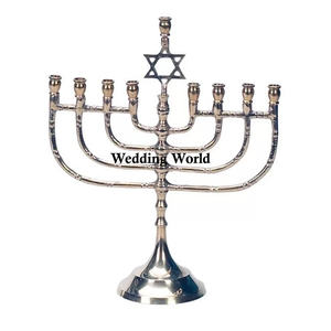 Aluminum Menorah Hammered Design Wholesale Fancy Decorative <b>Candle</b> Holder Customized Shape Large Size Metal <b>Candle</b> <b>Stand</b> - Product Image 2