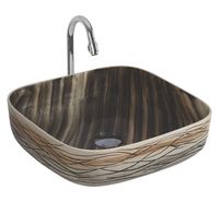 Lavabo de table en céramique marron 8003, 420x420x160mm, le moins cher des fournisseurs indiens, pour hôtels de luxe.