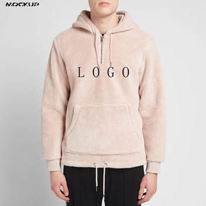 Solid Color New OEM Design Winter Wear Custom Oversized Half Zip Fleece Pullover <b>Sherpa</b> <b>Hoodie</b> Men - Product Image 4