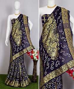 Palu Bandhani en soie colorée, nouvelle Collection de prix de gros, accessoire d'art sans cage avec sarairas tissés Zari - Product Image 1