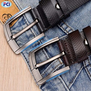 Ceinture décontractée de haute qualité pour hommes en cuir véritable avec épingle en relief en maille pour boucle et alliage pour la mode de boucle - Product Image 3