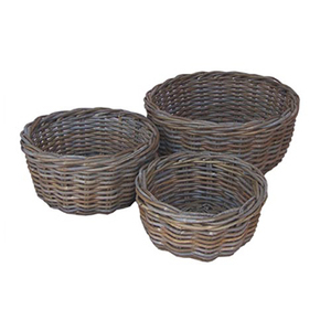 Ensemble de paniers de rangement en rotin tressé écologiques, couvre-pot en osier naturel, panier à fruits rond décoratif pour la maison - Product Image 1