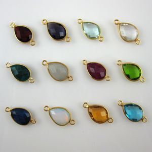 Charmes en forme de poire plaqués or avec pierres de naissance des 12 mois, 10x14 mm, accessoires de bijoux faits à la main, charmes en zircon sertis, accessoires de bijoux - Product Image 2