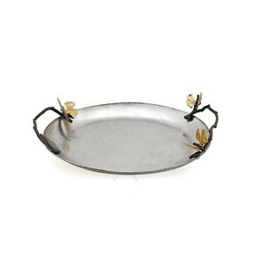 Plateau de service de forme ovale en aluminium en vrac avec poignées de feuille meilleure qualité couleur argent vaisselle plateau de service alimentaire - Product Image 4