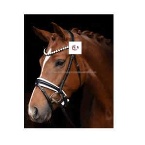 Santalina บังเหียนมงกุฎหนังม้าคุณภาพสูงแผ่นรองจมูกสีขาวนุ่มและสายรัดคิ้วคริสตัลที่ดีสำหรับม้าของคุณ - Product Image 1