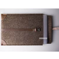 Housse de protection en cuir PU et feutre marron pour ordinateur portable, sacoche, mallette pour MacBook Air Pro