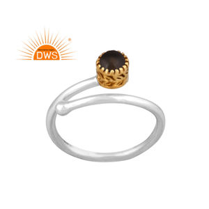 Anillo apilable de piedras preciosas de cuarzo ahumado Natural de Plata de Ley 925 fina para mujer, joyería para mujer, regalo para ella - Product Image 1