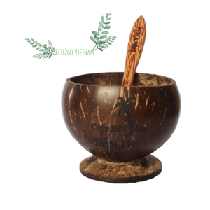 Taza de cáscara de coco para bebidas, con logotipo láser grabado para usar en casa, cafetería, Hotel, restaurante, hecho en Vietnam, venta al por mayor - Product Image 1