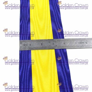 Cintas de Grosgrain Moire Masónicas con Logotipo Personalizado al por Mayor, Azul y Amarillo, Tejidas, de Doble Cara, Jacquard en Relieve, 4 Pulgadas de Ancho, Estilo Étnico - Product Image 6