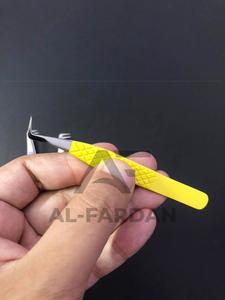 Volumen ruso 90 grados agarre de diamante amarillo pinzas de extensión de pestañas Acero inoxidable japonés con punta puntiaguda - Product Image 6