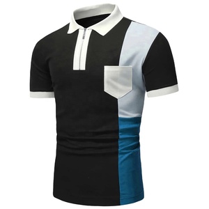 เสื้อยืดคอปกลำลองแขนสั้นสำหรับผู้ชายเสื้อโปโลผ้าฝ้ายน้ำหนักเบาสำหรับตีกอล์ฟผ้าถักลายพื้น - Product Image 1