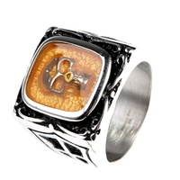 Bague homme acier inoxydable rétro or carré tête de mort bijoux vintage en argent coulé