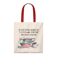 Sac fourre-tout en toile écologique et recyclable avec motif lettres, taille moyenne, poignée longue pour les courses et l'utilisation en supermarché