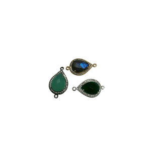 925 Sterling Silver Green Gemstone Connector From India Wholesale - Product Image 1