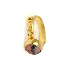 2025 Best Selling 925 Sterling Silver <b>Fine</b> <b>Ring</b> Natural Gemstone Rhodonite 10mm Gold Plated Custom Eternity Bezel Setting - Product Image 4
