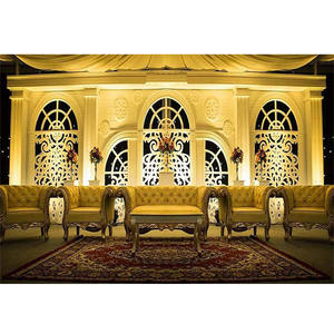 Escenario de boda de fibra con tema victoriano moderno, decoración de escenario de fibra de estilo de ventana increíble, el mejor escenario de pared trasera de ventana de fibra para boda - Product Image 1