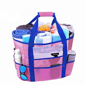 Bolsa de playa de malla RPET de verano reutilizable personalizada de Vietnam con mango de algodón estilo plegable y patrón de logotipo Color personalizado tamaño personalizado - Product Image 2