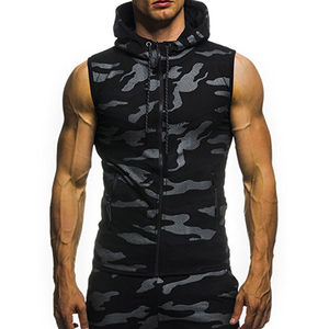 <b>Sleeveless</b> Stylish Custom Color <b>Hoodie</b> For Men Zipper-up <b>Sleeveless</b> <b>Hoodie</b> - Product Image 5