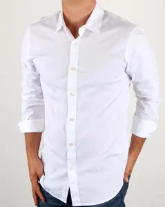 Personalizado nuevo diseño de vestido blanco camisas para hombres venta al por mayor de alta calidad