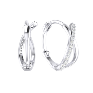 Boucles d'oreilles créoles CZ géométriques pour femmes élégantes Nouveau 10K/14K/18K Or massif Designs Tendance Argent Plaqué avec Perle pour Cadeaux de Fêtes - Product Image 4