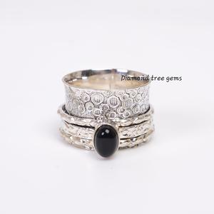 Onxy-Anillo giratorio de plata 925, anillo hecho a mano de color negro Natural - Product Image 4