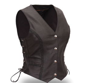 เสื้อกั๊กมอเตอร์ไซด์หนังสำหรับผู้ชายเสื้อกั๊กมอเตอร์ไซค์หนังแบบปลอดภัยระบายอากาศได้ดี - Product Image 5