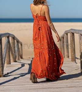 Robe longue à fleurs avec bretelles Spaghetti et col en v pour femmes, vêtement de plage de grande taille, nouvelle collection 2020 - Product Image 2