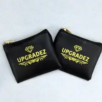 Benutzer definierte Logo Schmuck Verpackung Beutel schwarz Luxus Faux Pu Leder Schmuck Tasche Tasche mit Reiß verschluss