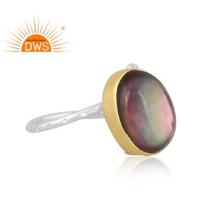 Anillo apilable de piedras preciosas de cristal de labradorita doble Natural de plata de ley fina 925 para fabricante de joyería de mujer - Product Image 3