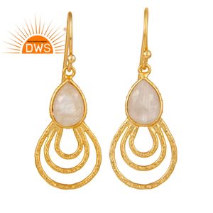 ดูดีรุ้งมูนสโตนต่างหูพลอยเครื่องประดับผู้ผลิตชุบทอง925ต่างหูเงินเครื่องประดับผลิต - Product Image 1