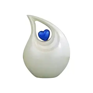 Human Teardrop Cremation Ashes Urn White Colour Enameled Design Funeral Supplies Urns Wholesale Large Size Keepsake Urn