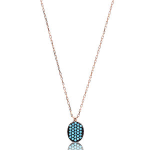 Collier à breloque ovale en argent Sterling 925 pour femmes, artisanal, turc, vente en gros - Product Image 1