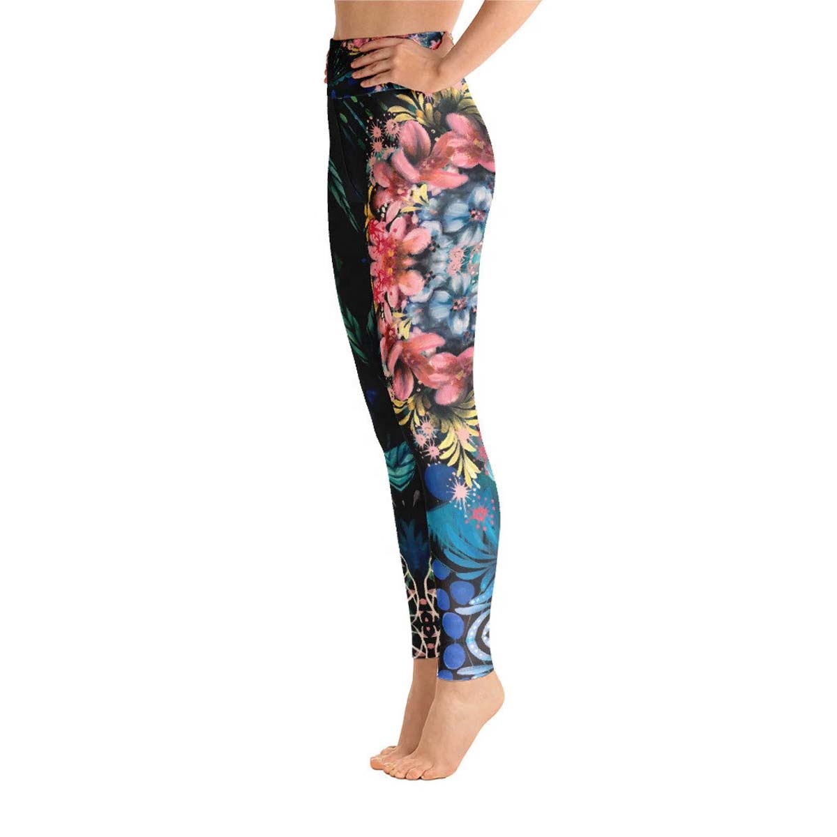 Fitness Sports Leggings Womens High Waist Workout Running Tights Pockets Four-Way Stretch Yoga Pants Quick Dry Print