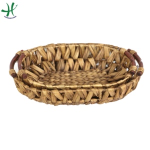 Bandejas de almacenamiento de jacinto de agua y algas marinas de diseño tradicional hecho a mano de Vietnam Bandeja de cesta de frutas cuadrada tejida de tela - Product Image 2