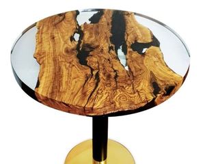 Table basse ronde rustique en bois de conception de meubles haut de gamme, table centrale en résine époxy et bois - Product Image 3