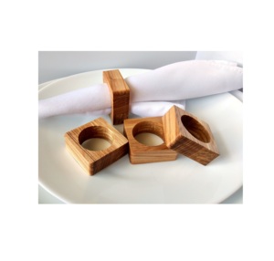 ที่ใส่แหวนผ้าเช็ดปากทำจากไม้รูปทรงหกเหลี่ยมไม่ขัดเงาของมะม่วง - Product Image 2