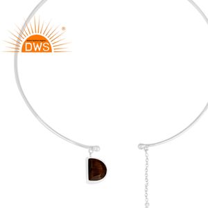 แฮนด์เมดเสน่ห์ผู้จัดจำหน่ายสร้อยคอเงิน925ออกแบบสร้อยคอเสือตาพลอยเครื่องประดับสร้อยคอเงิน - Product Image 2