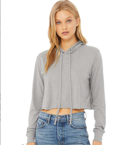 Sudadera con capucha de manga larga recortada Triblend para mujer - Product Image 3